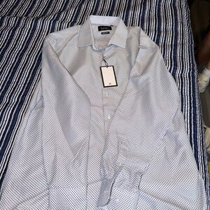 H&M White and Blue Patterned Casual Shirt